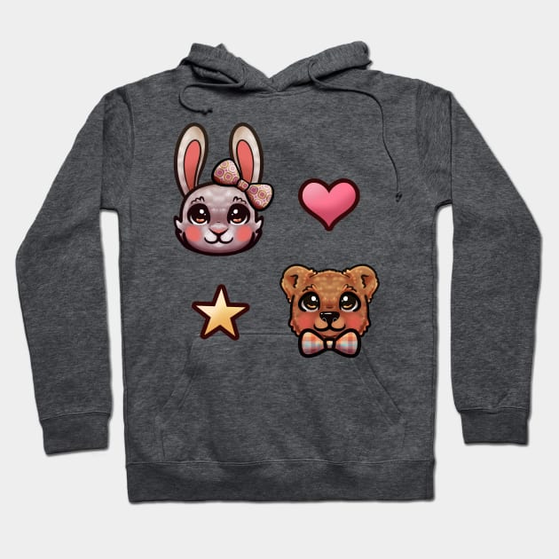 Rabbit and Bear Pattern Hoodie by OrangeRamphasto